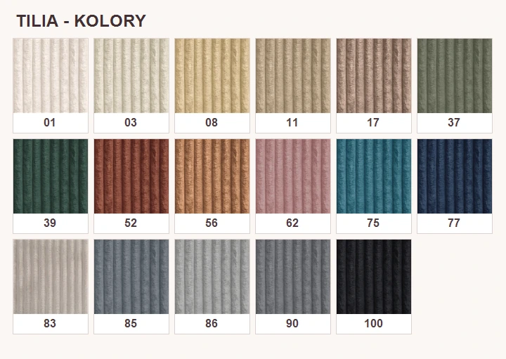 Kolory i numery tkaniny Tilia RED Meble